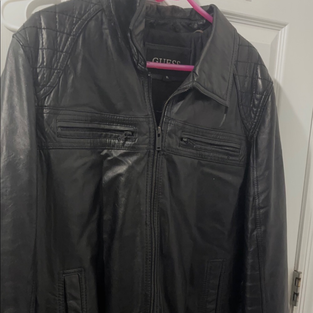 Guess Unisex Leather Jacket size XL barely worn brand new condition